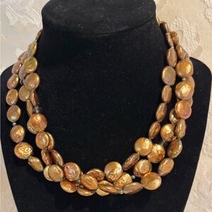 Silpada Copper Coin Freshwater Pearl Multi-Strand Necklace